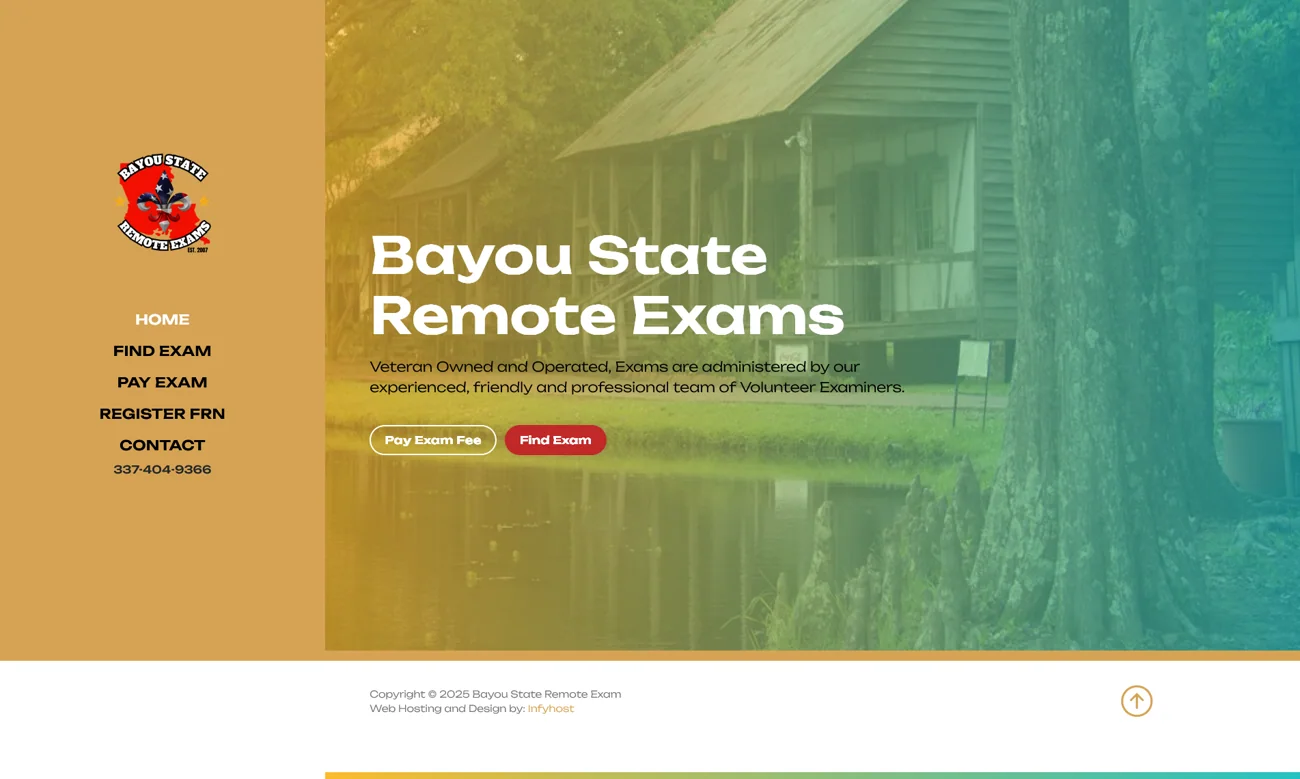 Bayou State Remote Exam website screenshot