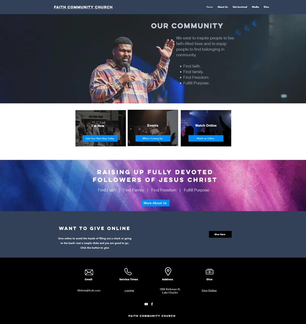 Faith Community Church website design