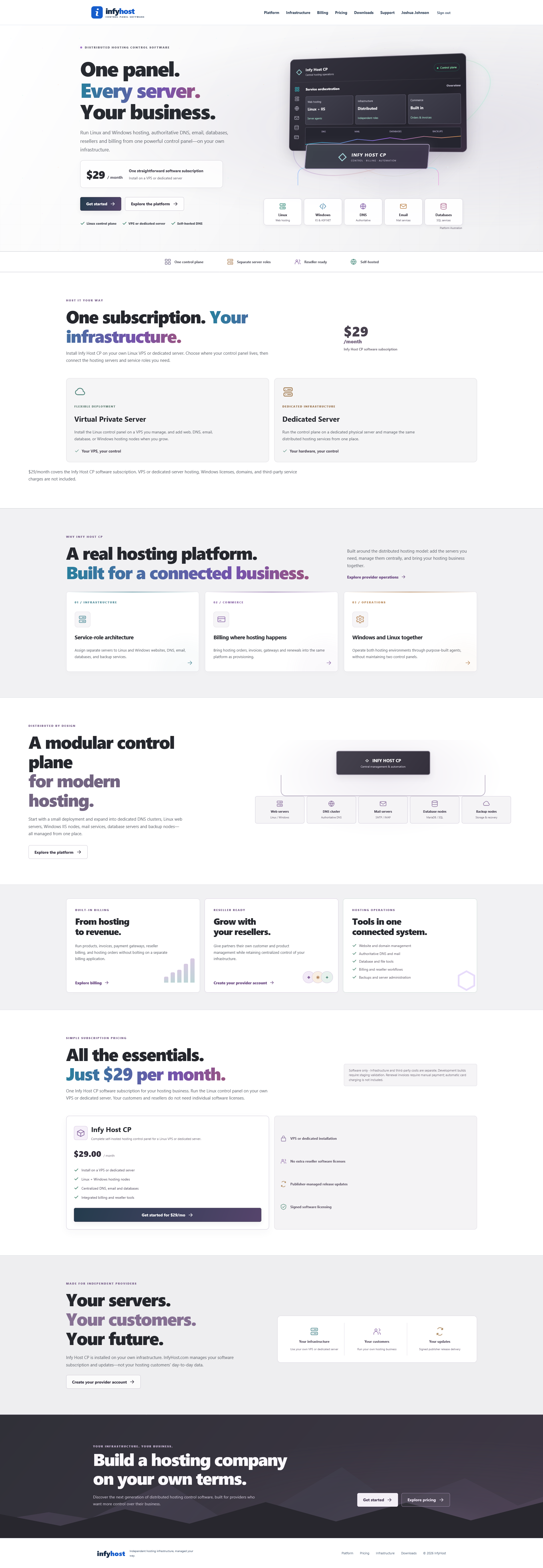 Infy Host CP website design