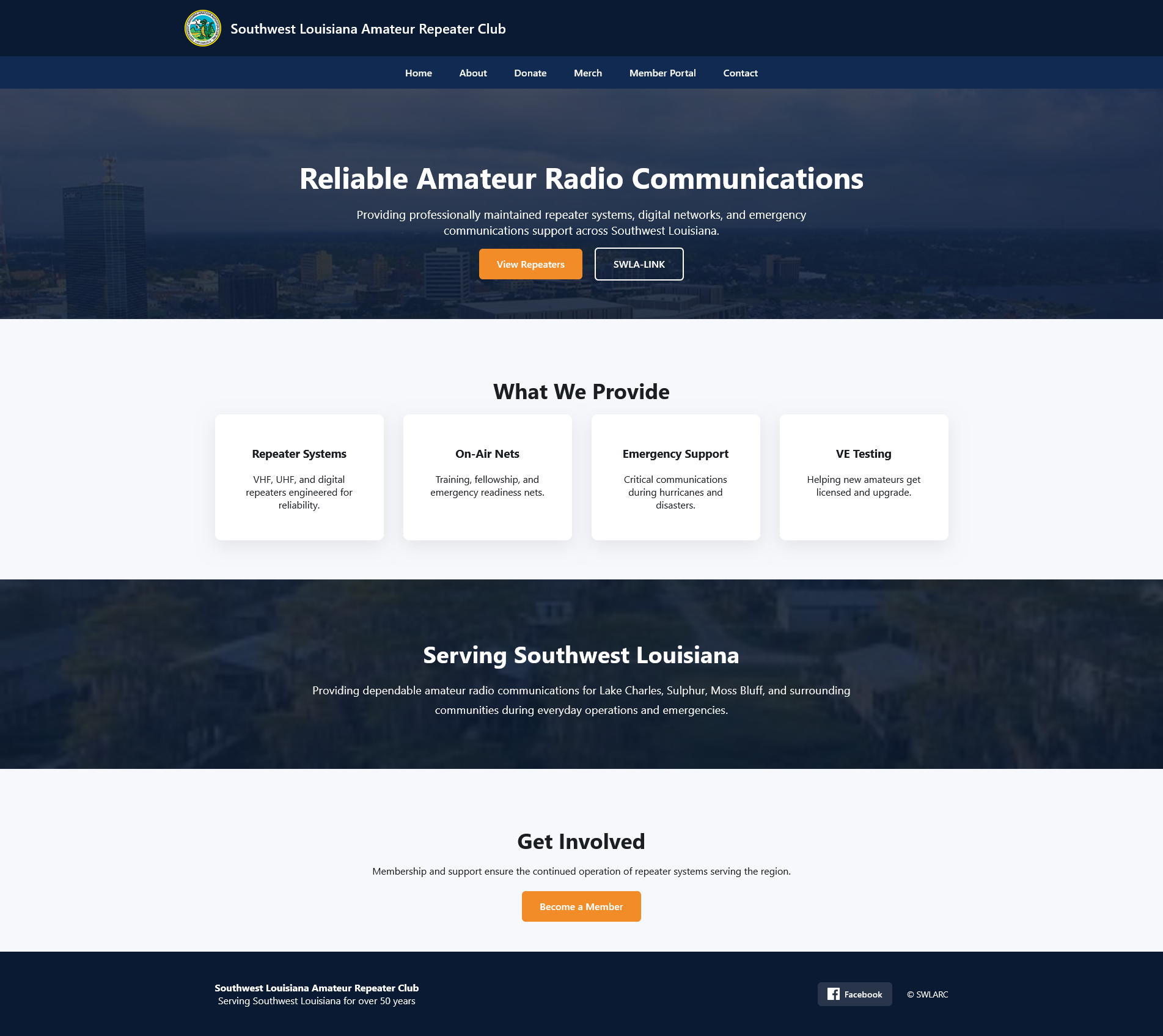 Southwest Louisiana Amateur Repeater Club website screenshot