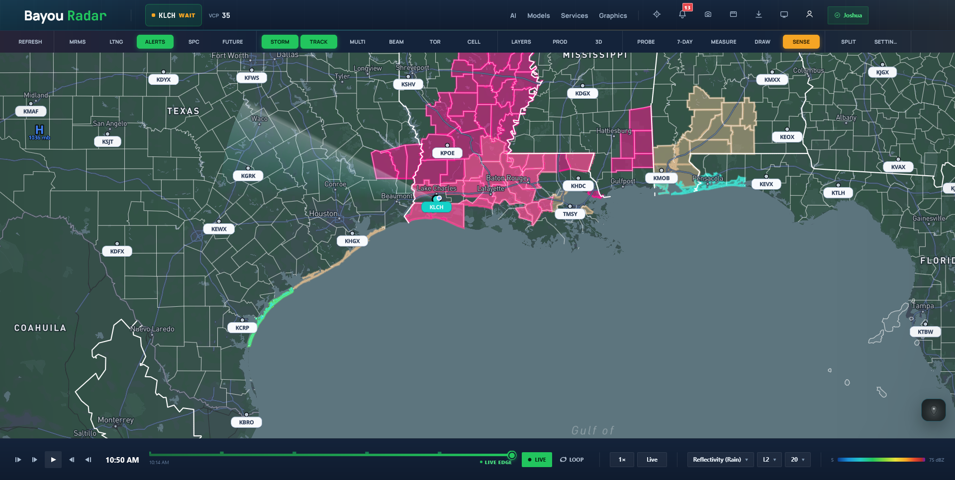 Bayou Radar website screenshot